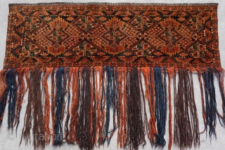 Antique Turkmen Esari 3 Gul Torba ,size is 1'7" x 4'6" ft. - 48 x 137cm. excellent original condition, all vegetable dyes, complete with original tassels, no wears, no holes, no repairs,  ...