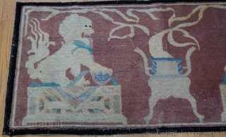 Antique Tibetan Poo Dog rug, size is 2'2" x 4'10" ft.                      