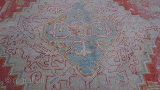Antique Turkish Oushak Palace size Rug ca. 1880s or older, it is (17'6" x 19'ft), 100% Wool.                