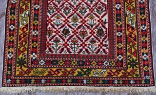 Antique Shiravan Caucasian dated prayer rug, measures 2'4" x 3'7"  - 70 x 109 cm. excellent original condition, no wears, professionally hand washed.         