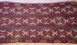 Antique Chuval Turkmen Ikat Gaimak Gol Design, Late 19th/Early 20th Century, it measures 3'7" x 6' ft (110 x 183 cm)            