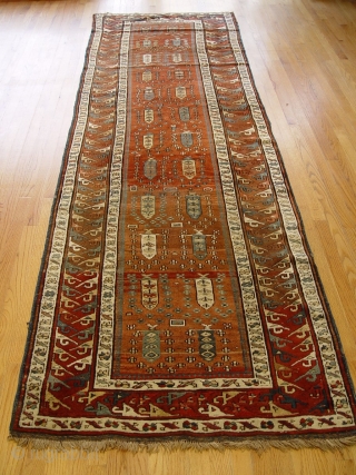 Antique Caucasian Kuba, 3'6" x 11'9", c. 1880's, very good condition, no repairs or restoration, good pile.                