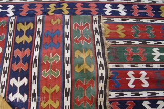 Antique Caucasian Kilim ca. 1900's , size is 6'1" x 7'8"ft. (187 x 233 cm.), very good original condition, has been hand washed professionally just recently.       