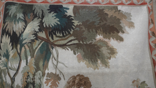 Antique French Aubusson Pictorial Tapestry Hand Woven Wall-Hanging, stunning colors, excellent condition, professionally hand washed, no odors, no stains, no holes, size is (3'9" wide x 5'6" tall).     
