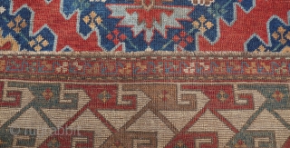 Antique Kazak Caucasian Rug ca.1860s-1880s, measures 5' x 7'8" ft.(152 x 234 cm.)
professionally hand washed.                  