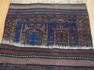 Antique Balouch rug , ca. 1860's-1880's, 2'8" x 4'10" (82 x 148 cm) hand washed and cleaned professionally, low pile , no repairs.          