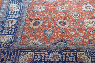 Antique Persian Tabriz 12'5" x 18'5" / 380 x 560 (cm), circa 1900-1920's, has a signature, perfect original condition.              