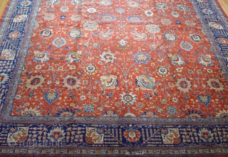 Antique Persian Tabriz 12'5" x 18'5" / 380 x 560 (cm), circa 1900-1920's, has a signature, perfect original condition.              