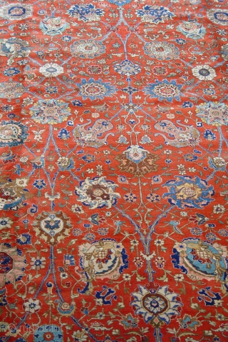 Antique Persian Tabriz 12'5" x 18'5" / 380 x 560 (cm), circa 1900-1920's, has a signature, perfect original condition.              