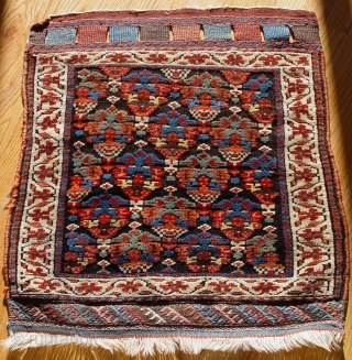 Antique Kurdish Bag face, size is (2' x 2'3" ft) (61 x 63 cm.) wonderful condition and amazing colors.              