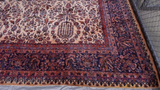 Manchester Wool Palace size antique Kashan Persian oriental rug ca. 1900's, measures 12' x 18'8"   (366 x 570) excellent original condition, hand washed and cleaned professionally, full pile, no wears. 