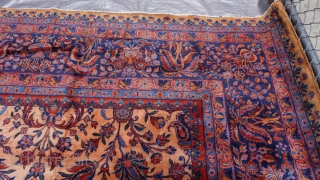 Manchester Wool Palace size antique Kashan Persian oriental rug ca. 1900's, measures 12' x 18'8"   (366 x 570) excellent original condition, hand washed and cleaned professionally, full pile, no wears. 