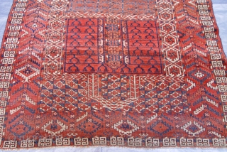 Antique Turkmen Ensi circa 1860's , size: 4'1 x 5'5"ft. 125 x 165 cm.                   