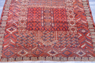 Antique Turkmen Ensi circa 1860's , size: 4'1 x 5'5"ft. 125 x 165 cm.                   