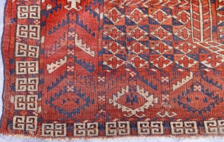 Antique Turkmen Ensi circa 1860's , size: 4'1 x 5'5"ft. 125 x 165 cm.                   