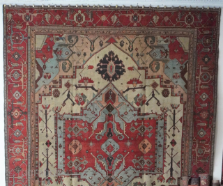 Antique Persian Serapi Rug, Circa 1850s, it is 10'2" x 12'7"ft. wonderful condition.