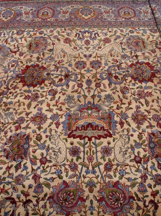 Spectacular Antique pictorial Kashan palace size rug,the size is (12'9" x 19'4" ft.)(390 x 590 cm.), it is super tightly woven, this truly old phenomenal and gorgeous large rug has been hand  ...