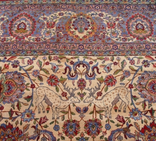 Spectacular Antique pictorial Kashan palace size rug,the size is (12'9" x 19'4" ft.)(390 x 590 cm.), it is super tightly woven, this truly old phenomenal and gorgeous large rug has been hand  ...