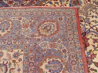 Spectacular Antique pictorial Kashan palace size rug,the size is (12'9" x 19'4" ft.)(390 x 590 cm.), it is super tightly woven, this truly old phenomenal and gorgeous large rug has been hand  ...
