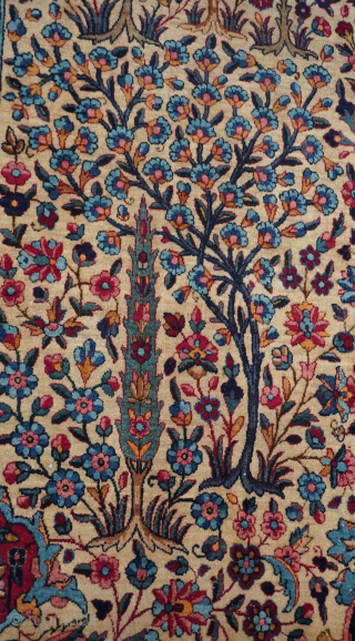 Lavar Kerman Persian Rug Antique circa 1880 size:(11' x 17' ft.) Gorgeous design and colors, wonderful condition, professionally hand washed, had knotted, wool pile, veg. dyes, Beautiful palace sized rug!