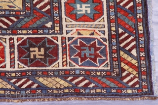 Antique Kuba Caucasian Rug circa 1800-1860's, size 3'8"x 4'9"ft. great condition.                      
