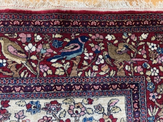 Antique Persian Kermanshah Tree of Life rug, beautiful Blossom tree with peacocks, birds and Animals, ca.1880s, it measures (4'6" x 6'6")and(132 x 198 cm.) mint original condition, has been hand washed and  ...