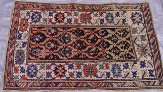 Antique Genje Caucasian, circa 1860-1880's, size is 2'11" x 4'7" ft./ 89 x 140 cm. great condition , medium to low pile, professionally hand washed and cleaned, minor areas re-knotting professionally done,  ...