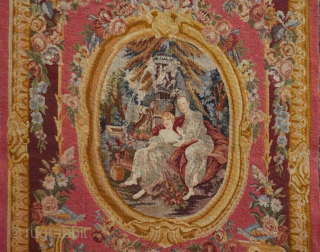 Antique French Pictorial Tapestry Hanging, (2'3" x 3'8"ft.) wonderful condition, great colors .