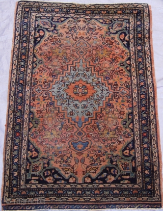 Antique Persian Farahan Sarouk rug, 1'8" x 2'5" ft. /51 x 61 cm. , circa 1880's , great original condition, no repairs.           