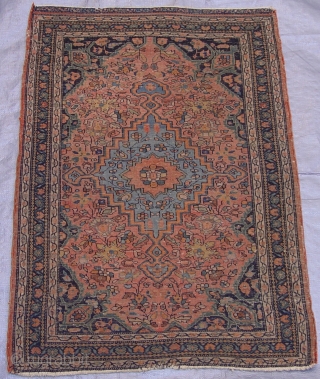 Antique Persian Farahan Sarouk rug, 1'8" x 2'5" ft. /51 x 61 cm. , circa 1880's , great original condition, no repairs.           