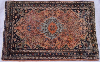Antique Persian Farahan Sarouk rug, 1'8" x 2'5" ft. /51 x 61 cm. , circa 1880's , great original condition, no repairs.           