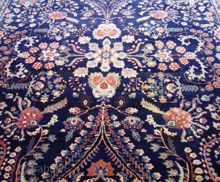 Antique Persian Farahan Sarouk Rug, Ca. 1880s, it measures: 9' x 12'5"ft.(274 x 378 cm.),no repairs, has medium full pile with very minor area of lower pile but no wears, no holes,  ...