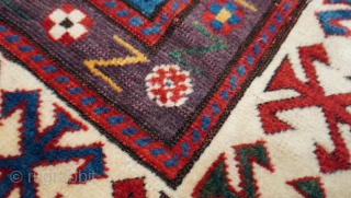 Antique Caucasian Karagashli Shirvan Rug, measures 5'5" x 8'4" ft. it is in great original condition, professionally hand washed.              