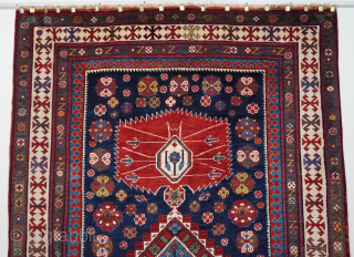 Antique Caucasian Karagashli Shirvan Rug, measures 5'5" x 8'4" ft. it is in great original condition, professionally hand washed.              