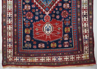 Antique Caucasian Karagashli Shirvan Rug, measures 5'5" x 8'4" ft. it is in great original condition, professionally hand washed.              
