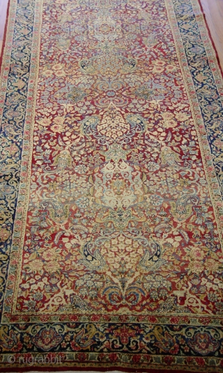 Antique Ravar Kerman Persian runner measures 4'1" x 14'7" (124 x 444 cm.) circa 1900 or older , great original condition, remarkable piece with stunning colors, no repairs, no wears, full pile  ...