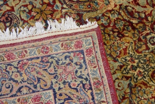 Antique Ravar Kerman Persian runner measures 4'1" x 14'7" (124 x 444 cm.) circa 1900 or older , great original condition, remarkable piece with stunning colors, no repairs, no wears, full pile  ...