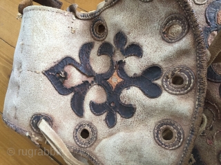 Kirghiz leather khorjin from Wakhan, Afghanistan. Fully complete.                         