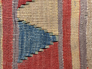 Anatolian kilim fragment, 18th, appreciate the rarity and simplicity of diamonds design. 135/88cm.                    