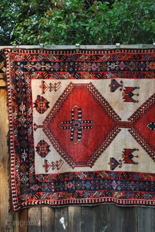 A late 19th/early 20th c. Southern Persian Ivory Field Tribal Rug.   Size :  5' 5" x 10' 9".  A   Great Gallery Rug or a piece that  ...