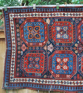 Late 19thc. Karabagh Runner,  size - 3'8" x 9', condition - good ,full pile with no worn areas, few patches and three 2"-3" fold wearArmenian initials on top  of rug,  ...