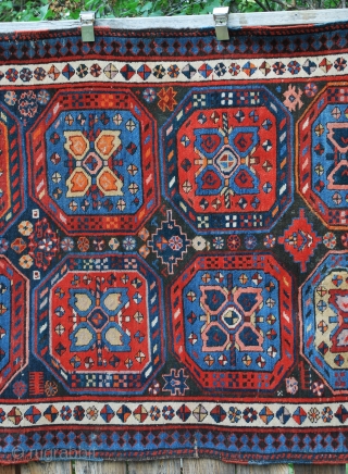 Late 19thc. Karabagh Runner,  size - 3'8" x 9', condition - good ,full pile with no worn areas, few patches and three 2"-3" fold wearArmenian initials on top  of rug,  ...