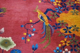    1st Qtr. 20th c. Nichols Chinese carpet.         Size:  9'3" x 11'7".  A Few areas of wear, but has good  ...