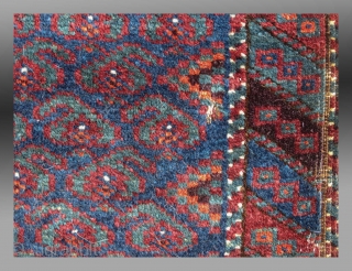 Baluch 'Balisht' (pillow cover), SE Persia, 19th C. 1'6" x 2'6"

Silky pile, no repair, one minor spot of wear (see detail image)

all natural dyes, finely woven, soft handle

SOLD     