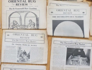 Old issues of Oriental Rug Review dating to 1984, 1985 and 1986... not complete but in reasonable condition.  

If you're unfamiliar with this publication, it was one of the early rug  ...