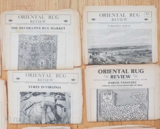 Old issues of Oriental Rug Review dating to 1984, 1985 and 1986... not complete but in reasonable condition.  

If you're unfamiliar with this publication, it was one of the early rug  ...