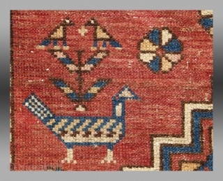 Shirvan Rug, Caucasus Mtns., late 19th century, approx 2'9" x 3'8"

A cute little rug from the Shirvan area.  The small size and different arrangements of ornaments suggests this may have been  ...