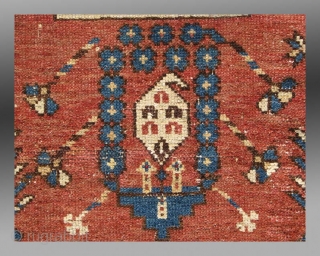 Shirvan Rug, Caucasus Mtns., late 19th century, approx 2'9" x 3'8"

A cute little rug from the Shirvan area.  The small size and different arrangements of ornaments suggests this may have been  ...