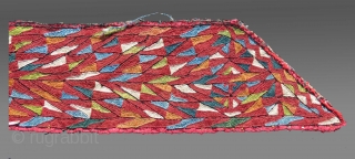 Yomut(?) Turkmen Embroidered Collar(from a garment), 3'5' long by 3.5" wide, 19th C., Central Asia

A very different composition of design as compared to most 'collars' we see as this is probably a  ...