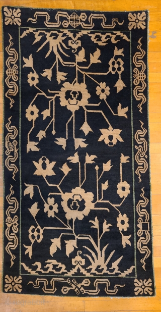Sleeping Carpet. 
Indigo and beige.
Cotton foundatiin
Circa 1920                          